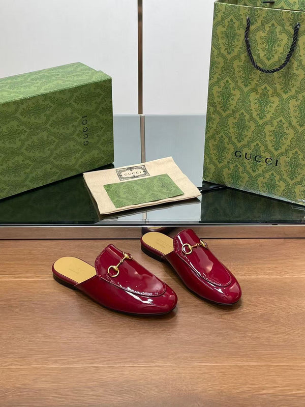 Horsebit Mule Red Patent Calfskin