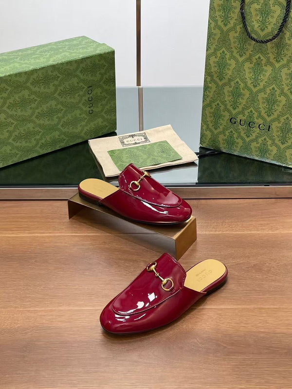 Horsebit Mule Red Patent Calfskin