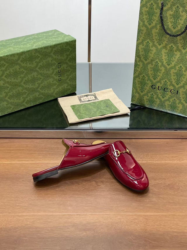 Horsebit Mule Red Patent Calfskin