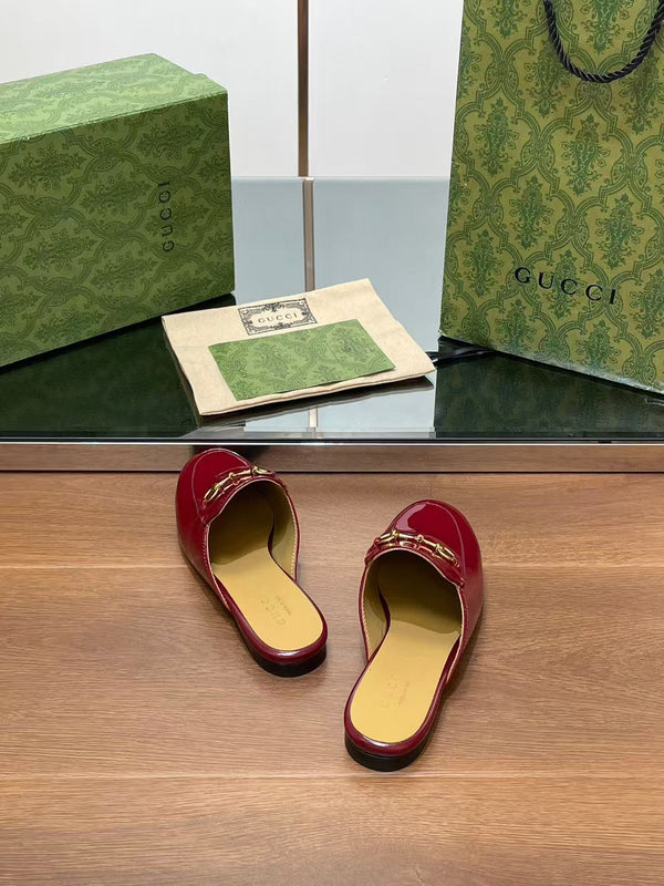 Horsebit Mule Red Patent Calfskin