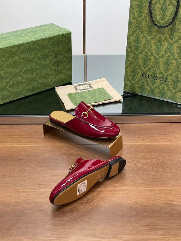 Horsebit Mule Red Patent Calfskin