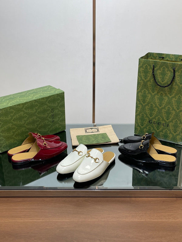 Horsebit Mule Red Patent Calfskin