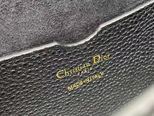 CD Bobby Bag Black Pebbled Leather Gold Hardware