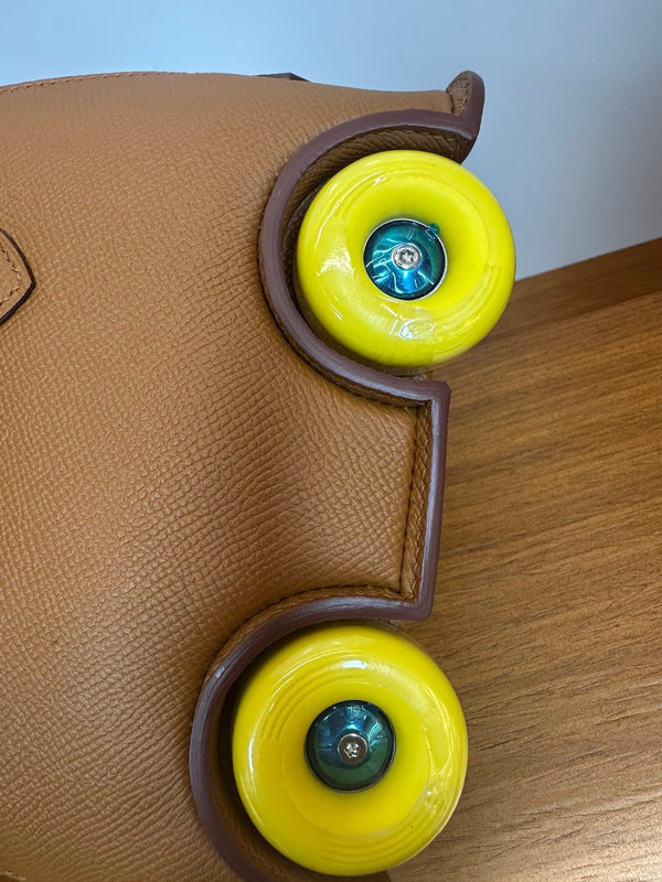 HM Bolide Mini 19cm in pelle Epsom dorata su cerchi gialli