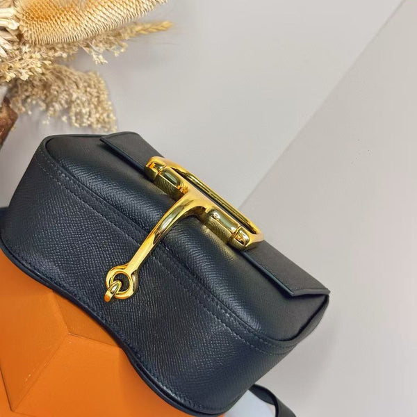 HM Della Cavalleria Mini Bag Black Epsom Leather Gold Hardware