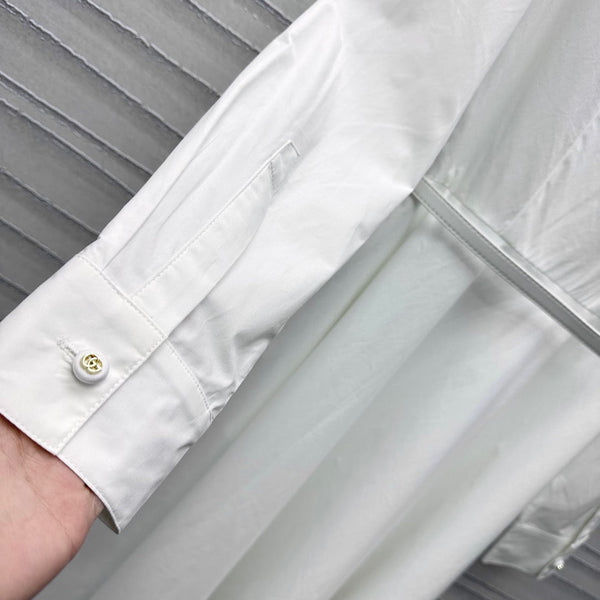 Gucci Midi Dress in White Cotton Poplin