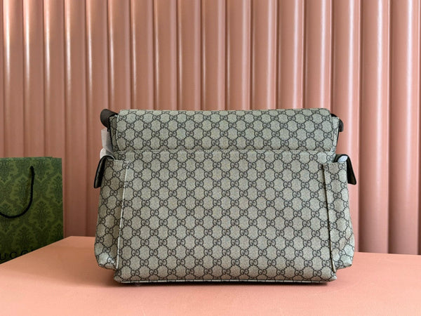 Borsa fasciatoio grande GC in tela monogramma beige ebano