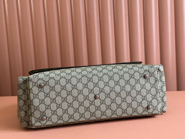 Borsa fasciatoio grande GC in tela monogramma beige ebano