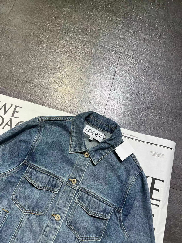 Loew Anagram Shirt Jacket Blue Denim Cotton