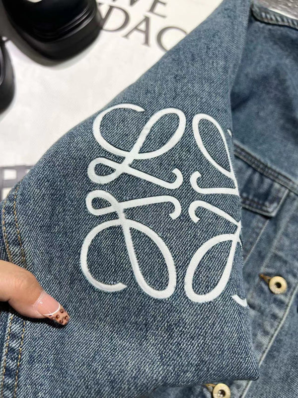 Loew Anagram Shirt Jacket Blue Denim Cotton