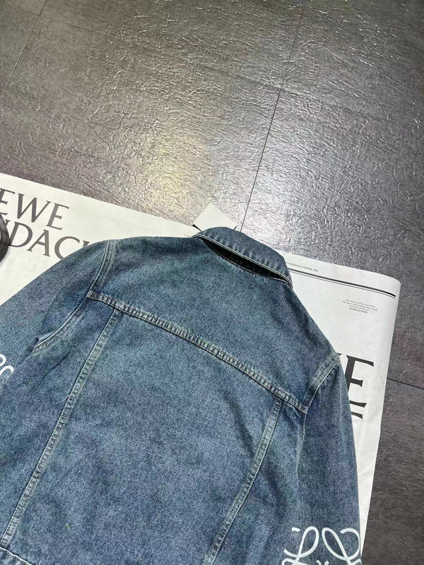 Loew Anagram Shirt Jacket Blue Denim Cotton