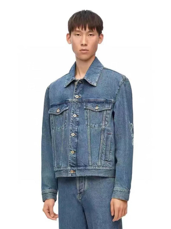 Loew Anagram Shirt Jacket Blue Denim Cotton