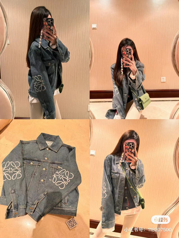 Loew Anagram Shirt Jacket Blue Denim Cotton