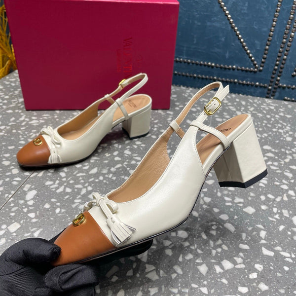 VL Garavani Valet Slingback 6cm in vacchetta burro e tabacco