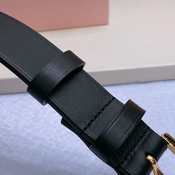 Miu Belt 30mm Black Calfskin