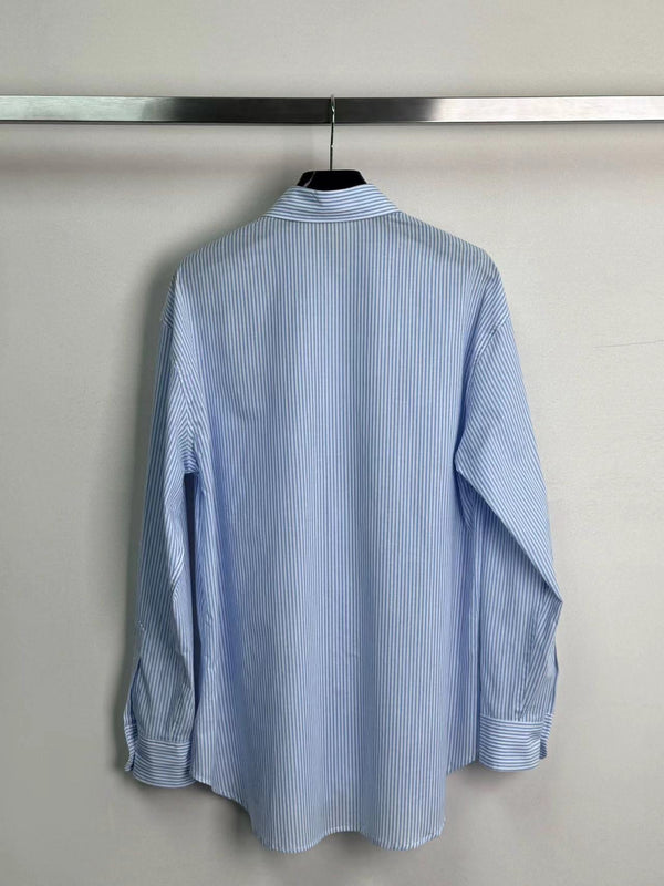 Camicia Celine Blu Bianco Cotone