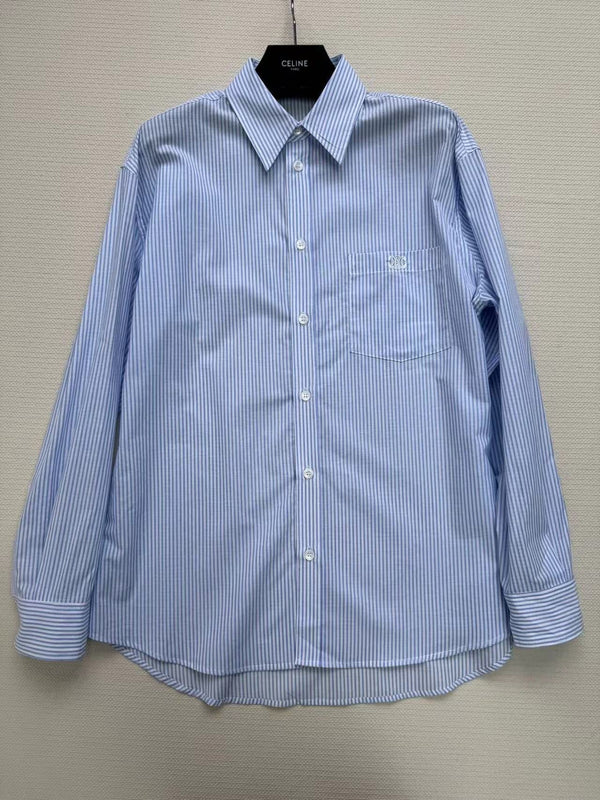 Camicia Celine Blu Bianco Cotone