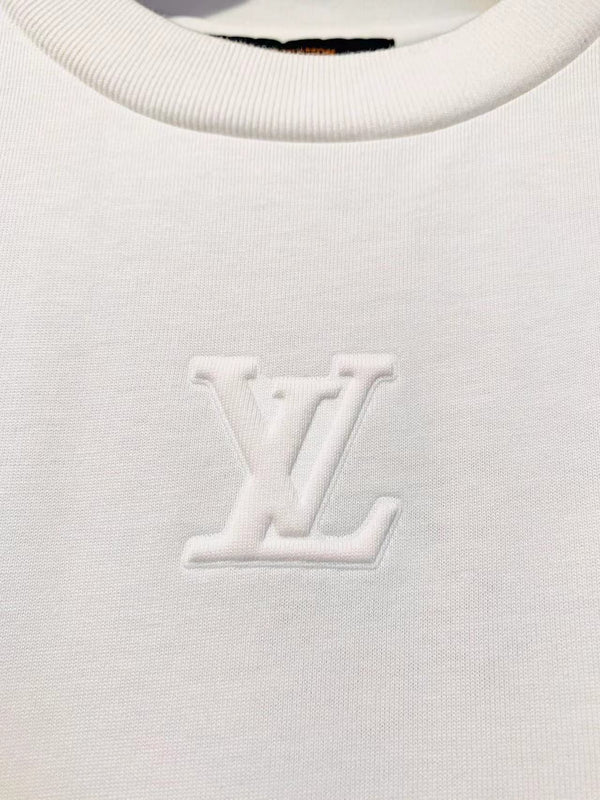 LV White Logo T-Shirt White Cotton