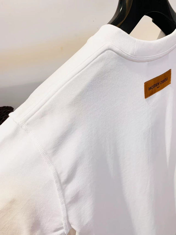 LV White Logo T-Shirt White Cotton