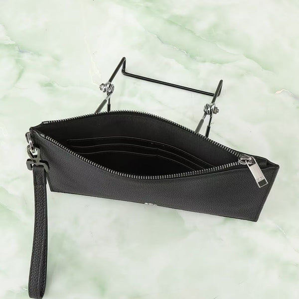 CD A5 Pouch Black Grained Calfskin with CD Icon