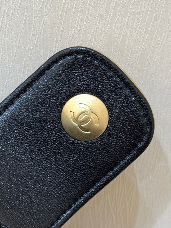 CC 25A Shopping And Bowling Hobo Bags 36cm Brown Suede Black Lambskin