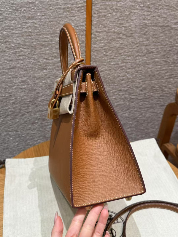 HM Kelly 32cm Bag Gold Epsom Gold Hardware
