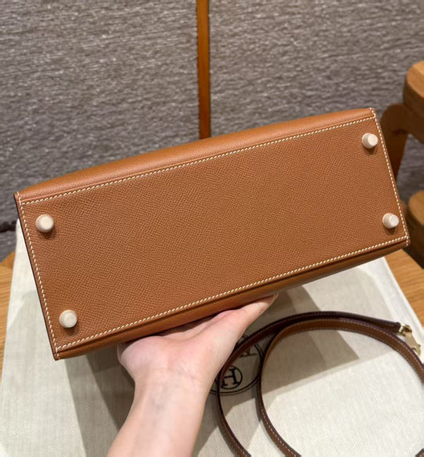 HM Kelly 32cm Bag Gold Epsom Gold Hardware