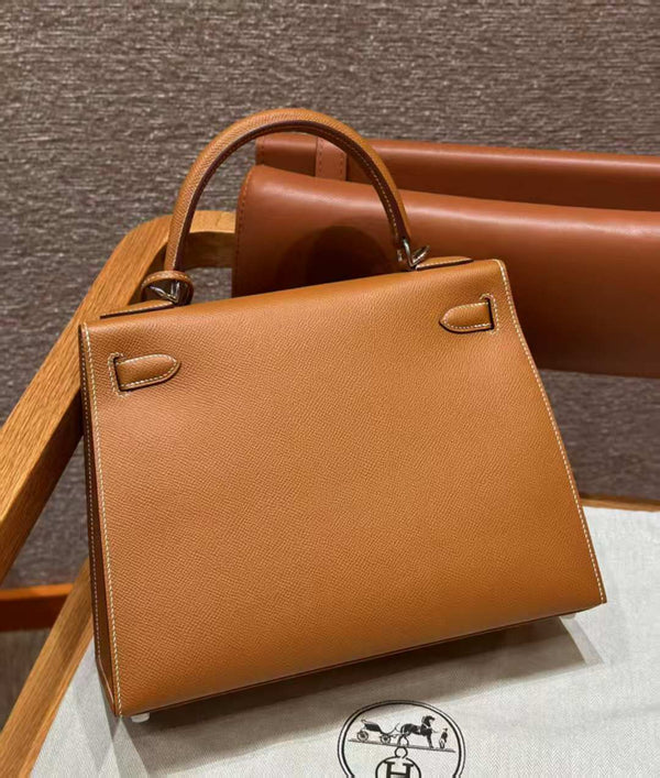 HM Kelly 32cm Bag Gold Epsom Silver Hardware