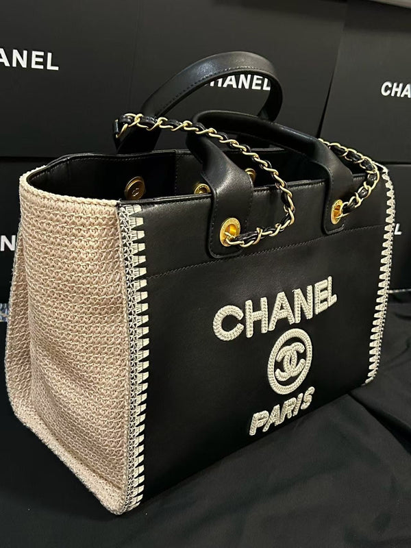 CC 25 Borsa grande all'uncinetto Deauville 34 cm nera