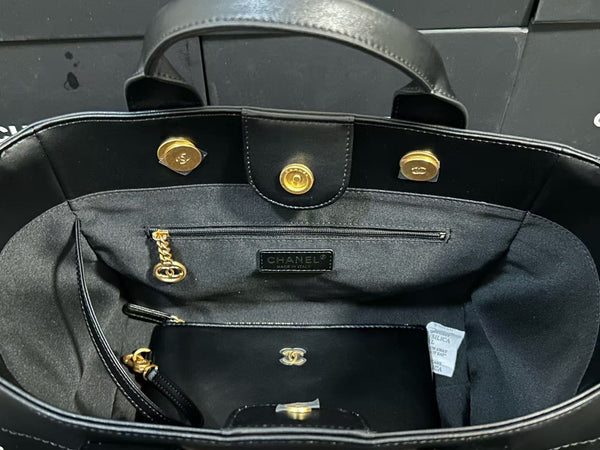 CC 25 Borsa grande all'uncinetto Deauville 34 cm nera
