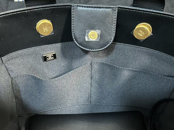 CC 25 Borsa grande all'uncinetto Deauville 34 cm nera