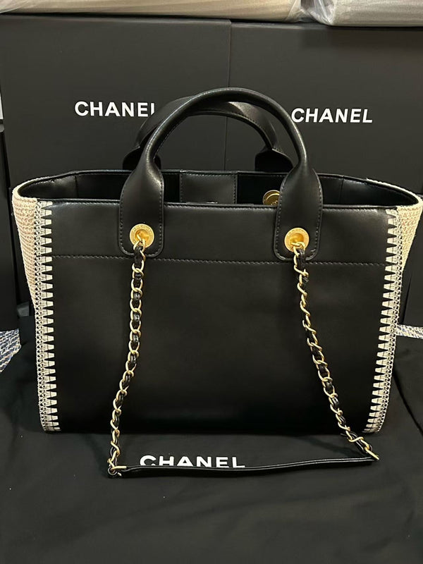 CC 25 Borsa grande all'uncinetto Deauville 34 cm nera