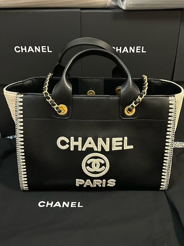 CC 25 Borsa grande all'uncinetto Deauville 34 cm nera