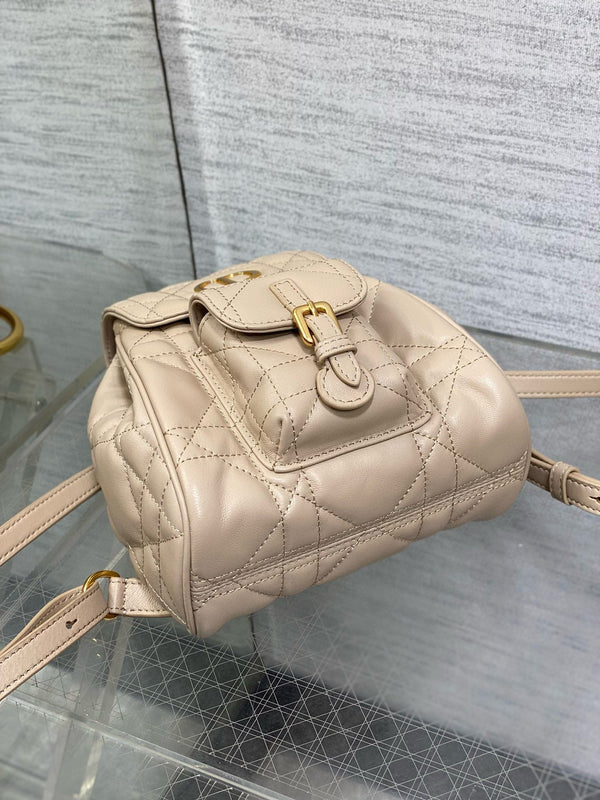 Petit CD Caro Blackpack 18cm Agneau Macrocannage Beige Poudré