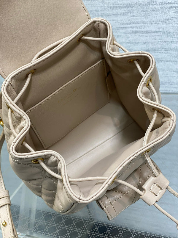 Petit CD Caro Blackpack 18cm Agneau Macrocannage Beige Poudré