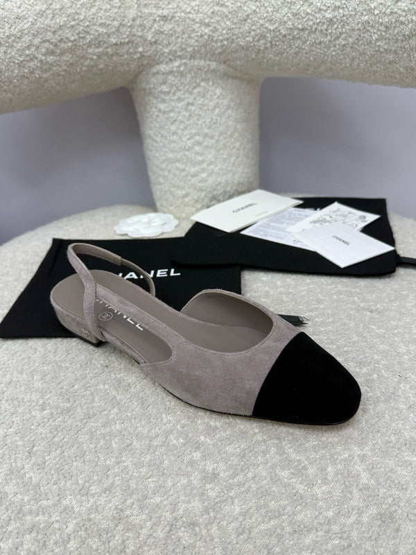 CC 25A Slingback Flat Grigio Nero Suede