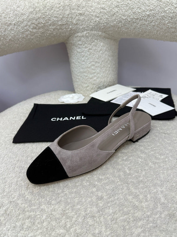 CC 25A Slingback Flat Grigio Nero Suede