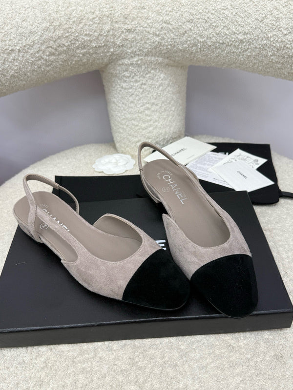 CC 25A Slingback Flat Grigio Nero Suede