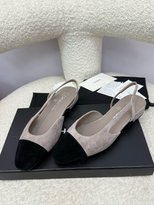 CC 25A Slingback Flat Grigio Nero Suede