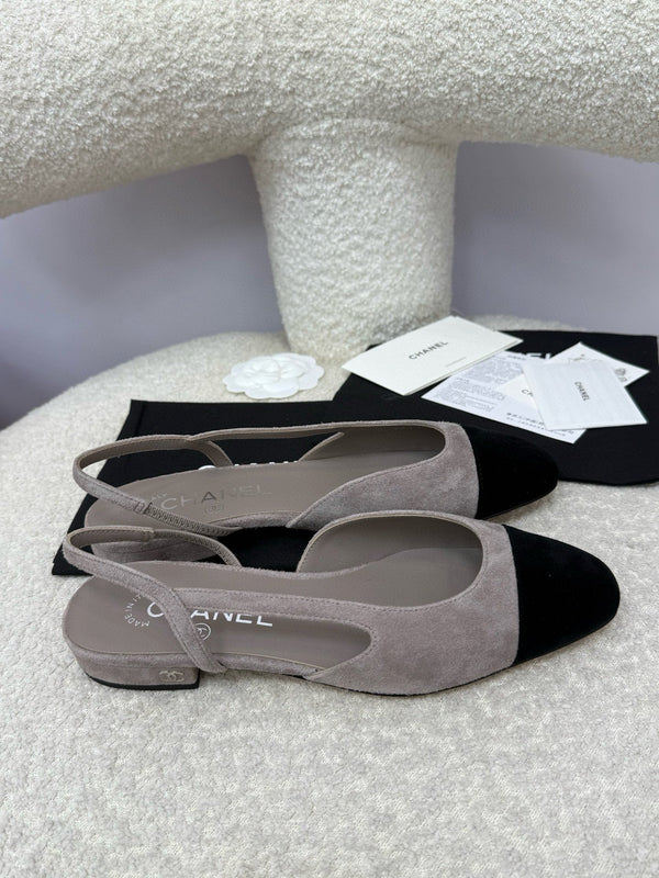 CC 25A Slingback Flat Grigio Nero Suede