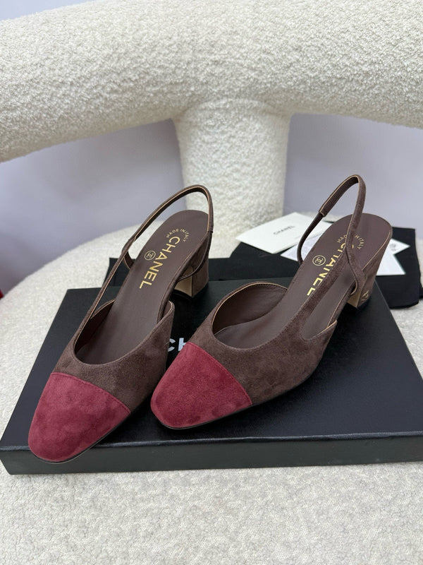 CC 25A Slingback in camoscio rosso scuro cioccolato