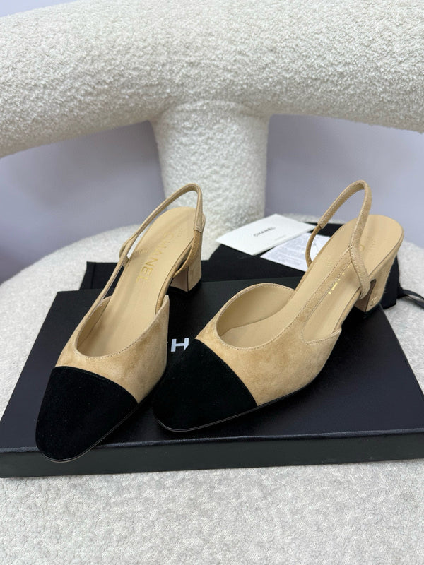 CC 25A Slingback in pelle scamosciata beige