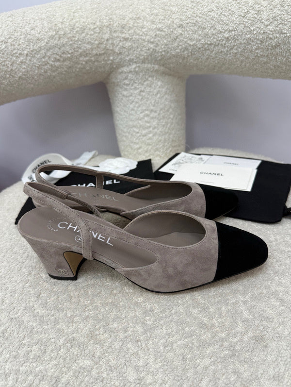 CC 25A Slingback Grey Black Suede