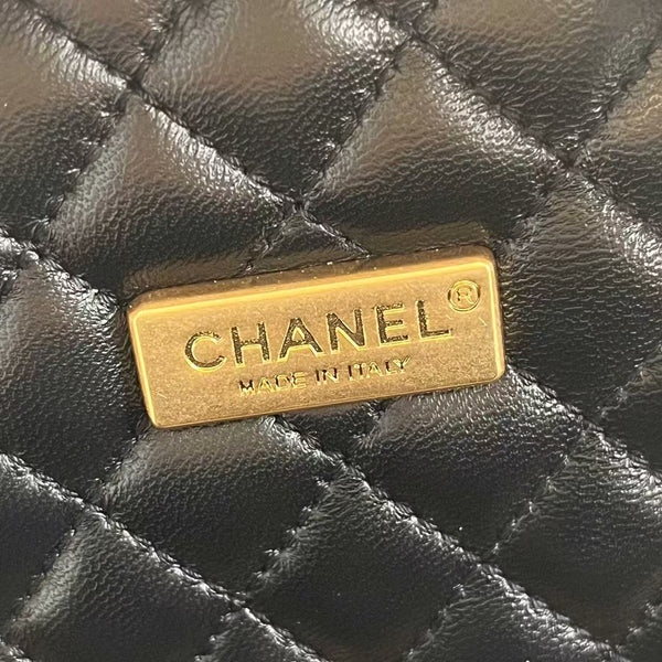 Chanel Beech Wood Round Vanity Beige Black Wood Calfskin