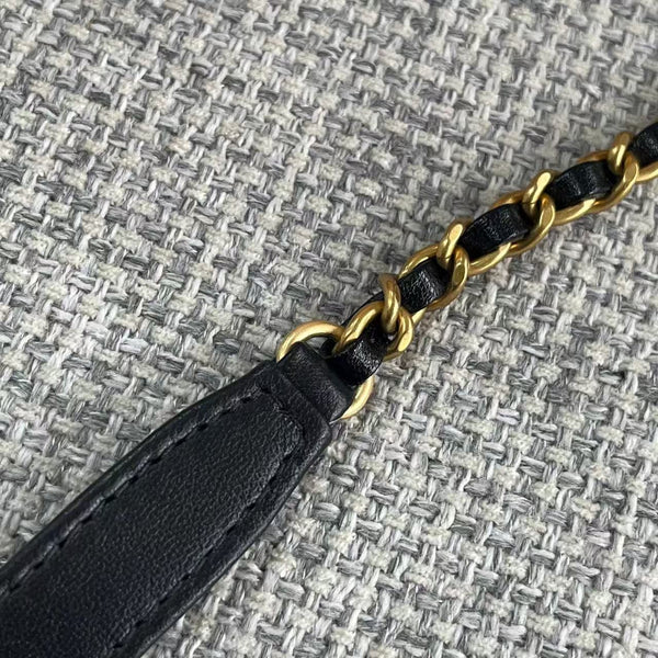 Chanel Beech Wood Round Vanity Beige Black Wood Calfskin