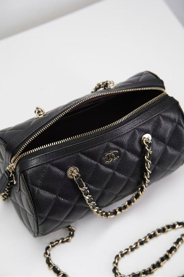 Chanel Black Caviar Bowling Bag Black calfskin