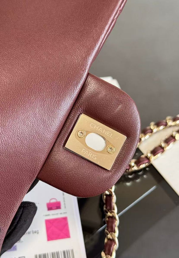 Chanel 20cm Bag Burgundy Lambskin