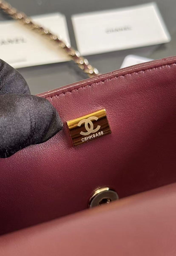 Chanel 20cm Bag Burgundy Lambskin