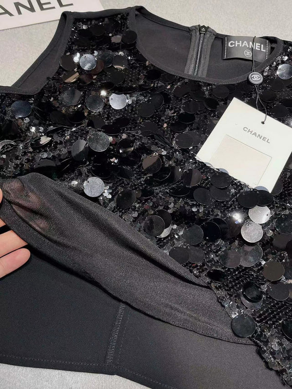 Ensemble Chanel en coton et polyester noir