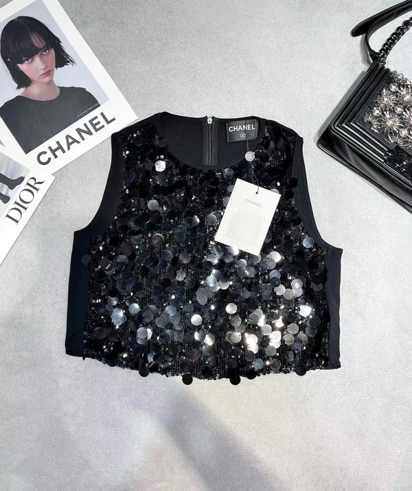 Ensemble Chanel en coton et polyester noir